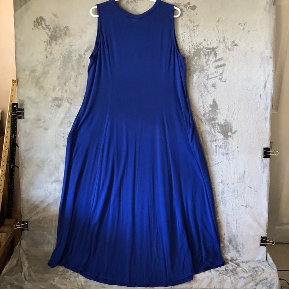 Catherines Women Maxi Dress size 1XWP Sleeveless V-Neck Blue Jersey knit Summer - Picture 9 of 16
